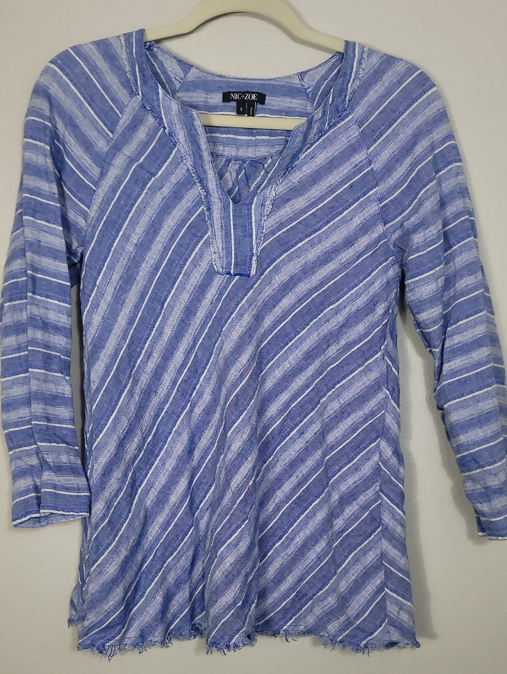 NIC+ZOE Linen Blend Textured Tunic Top Size Small Coastal Grandma